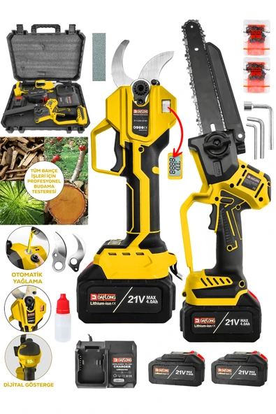 DAFLONG PROFESYONEL 2'Lİ SET 40 MM DİJİTAL GÖSTERGELİ BAĞ MAKASI+OTOMATİK YAĞLAMALI DİJİTAL BUDAMA ÇİFT KAMA - Resim 2