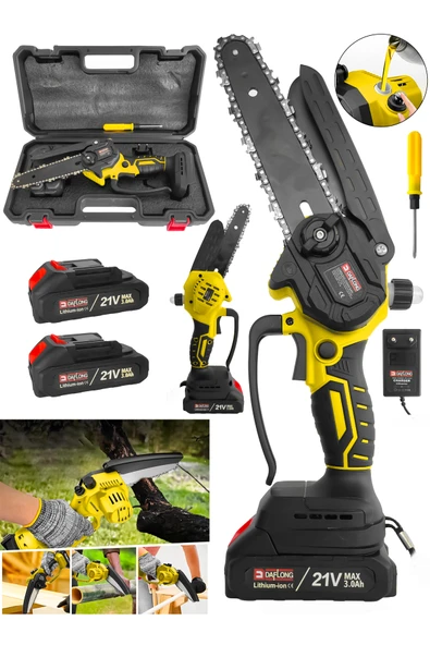 DAFLONG PRO ŞARJLI BURSHLESS YAĞLAMALI DAL BUDAMA BAKIR SARGILI EL TESTERESİ ÇİFT AKÜLÜ - Resim 2