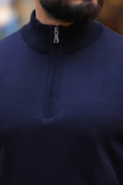 Slim Fit Fermuarlı Kazak - 3