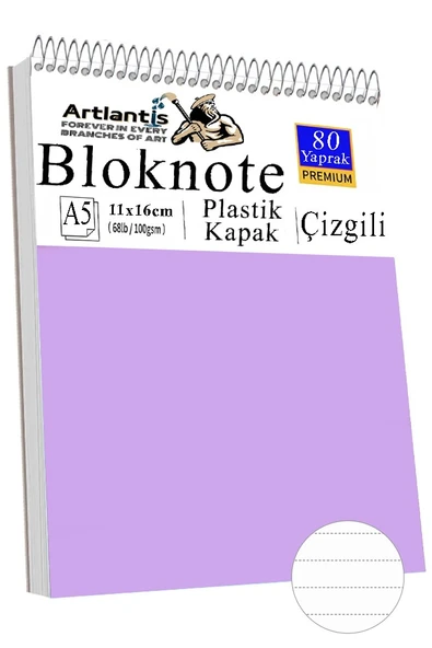 Telli Masaüstü Not Defteri Çizgili A5 Orta Boy 1 Adet Masa Üstü Plastik Kapaklı Spiralli Bloknot Blocknote 80 Yaprak - 5
