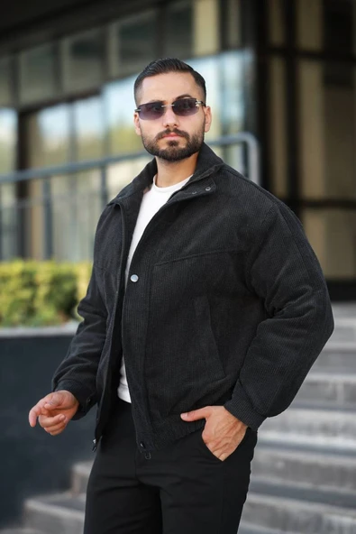 Tasarım Oversize İçi Kapitone Dolgulu Kadife Ceket