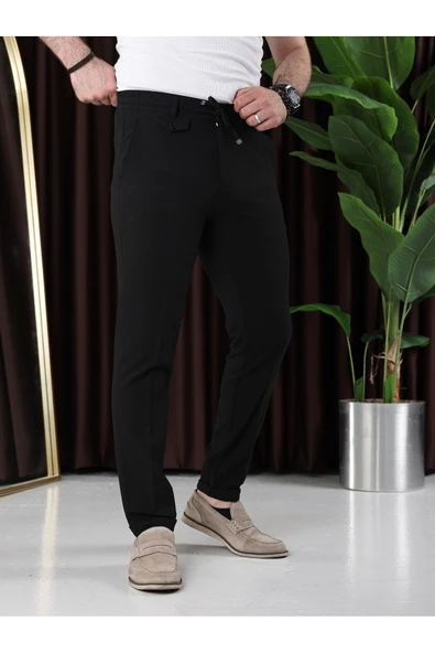 Ütü Gerektirmeyen Gofre Kumaş Jogger Pantolon - 6