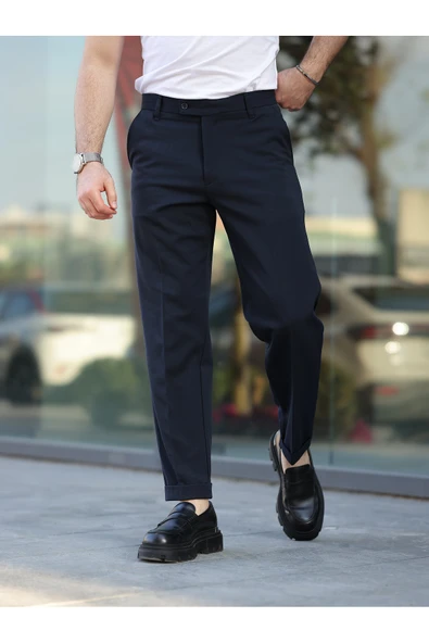 ERKEK PREMİUM DUBLE PAÇA BEL DESTEKLİ KUMAŞ PANTOLON - 5