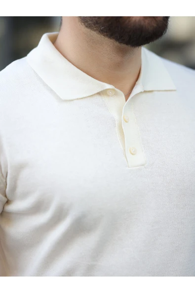 Basic Düğmeli Pamuklu Triko Tshirt - 3