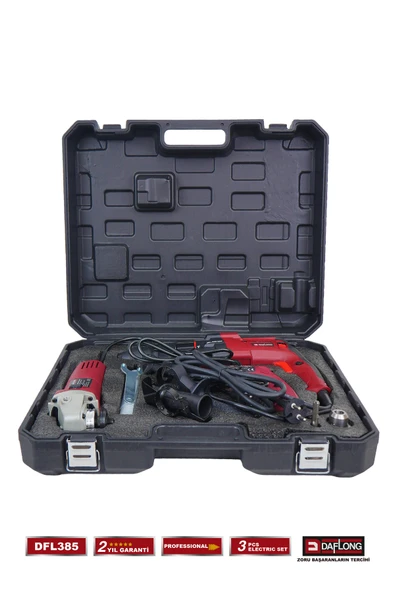 DAFLONG PREMİUM 3'LÜ İNŞAAT SETİ 2.28MM DARBELİ KIRICI-DELİCİ HİLTİ-115MM TAŞLAMA-MATKAP DFL-385 - 4