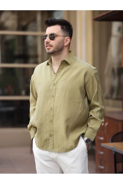 Oversize Oval Kesim Modal Gömlek - 7