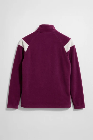 Kadın Fermuarlı Cepli Mor Polar Sweatshirt - 3