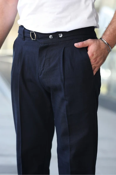 Tasarım İtalyan Model Keten Pantolon - 9
