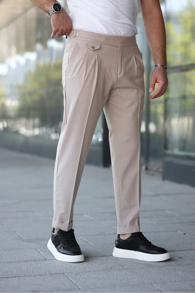 Kuşaklı Pileli Kemer Detaylı Old Money Kumaş Pantolon - 11