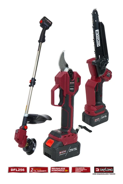 DAFLONG 4'LÜ BAHÇE SETİ 40MM DİJİTAL BAĞ MAKASI OTO YAĞLAMA BUDAMA 2.1M UZATMA ŞARJLI TIRPAN DFL-256 - Resim 4
