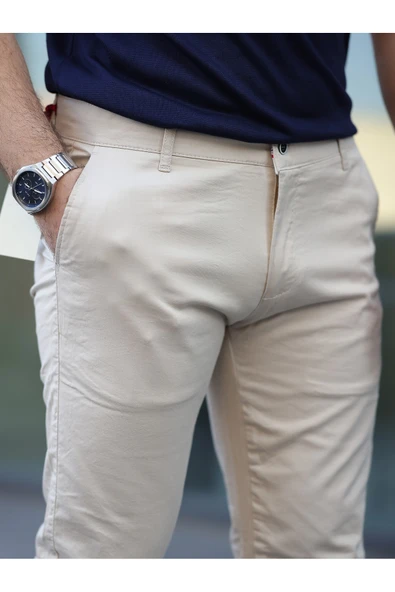 Slim Fit Chino Keten Pantolon - 5