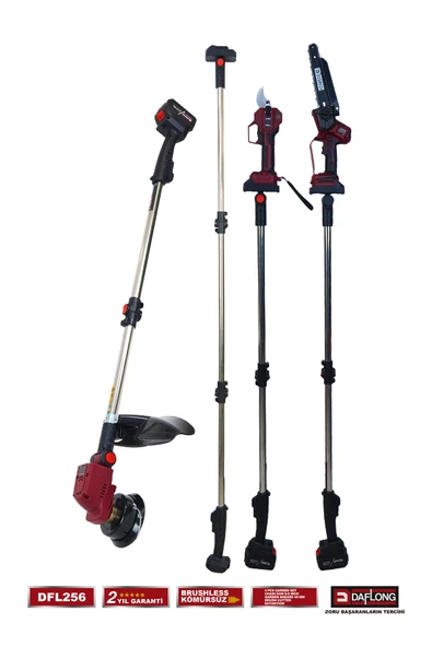 DAFLONG 4'LÜ BAHÇE SETİ 40MM DİJİTAL BAĞ MAKASI OTO YAĞLAMA BUDAMA 2.1M UZATMA ŞARJLI TIRPAN DFL-256 - Resim 5
