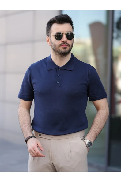 Basic Düğmeli Pamuklu Triko Tshirt - 10