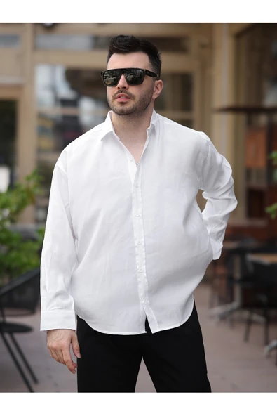 Oversize Oval Kesim Modal Gömlek - 8