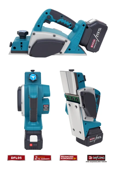 DAFLONG 21V KÖMÜRSÜZ ÇİFT BATARYA ŞARJLI PLANYA RENDELEME MAKİNASIV DFL-95 - 2