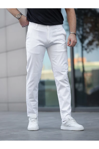 Slim Fit Chino Keten Pantolon - 7