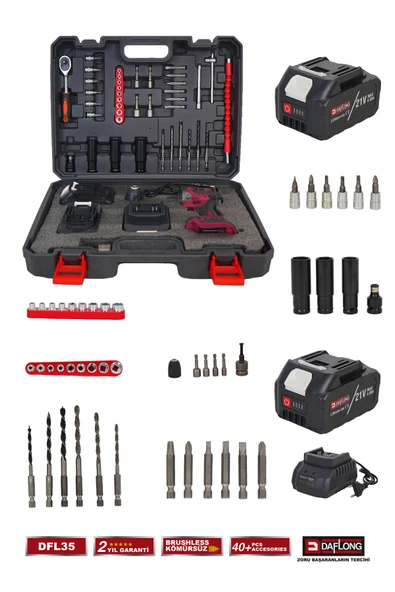 DAFLONG PRO KÖMÜRSÜZ 650-700NM 1/2 IŞIKLI HIZ AYARLI ŞARJ GÖSTERGELİ SOMUN SIKMA DFL-35 - 3