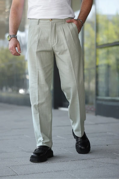 Yeni Sezon Baggy Keten Pantolon - 12