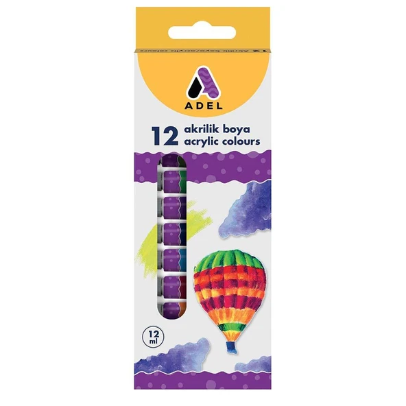 Adel 12 ml Tüp Akrilik Boya 12'li ürün görseli