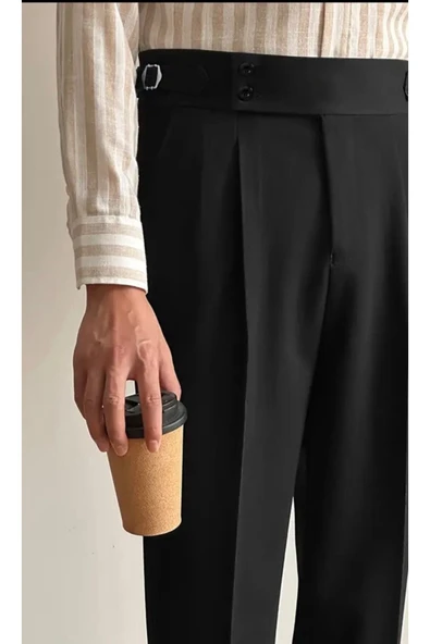 Yeni Sezon Premium Pileli Basic Likralı Duble Paça Kumaş Pantolon - 2