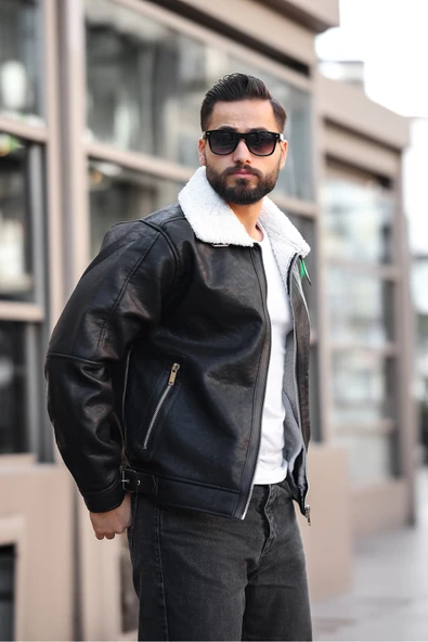 İçi Kürklü Deri Mont - 2