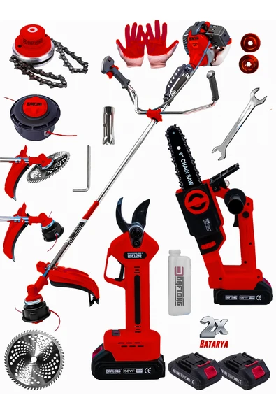 DAFLONG PROFESSİONEL 3'LÜ BAKIR SARGILI BAHÇE SETI YAN TİP OT ÇALI TIRPANI DAL BUDAMA+MAKAS KİTİ-K