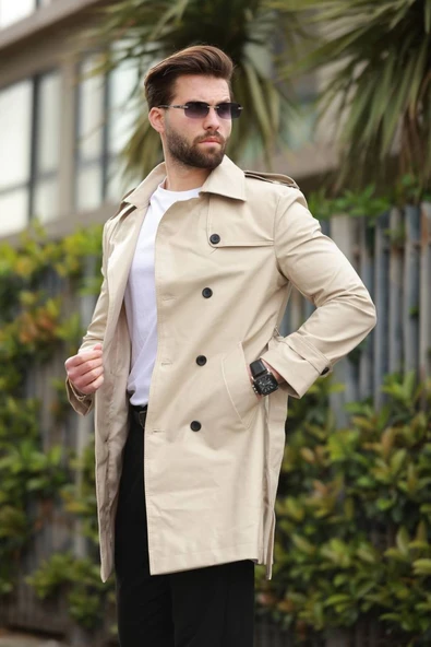 ERKEK PREMİUM APOLETLİ DERİ TRENÇKOT & PARDESÜ - 8