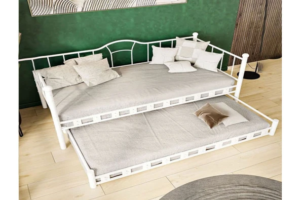 ARGİMO Kamelya Yavrulu Daybed Sedir Karyola Beyaz 90x200cm - 4