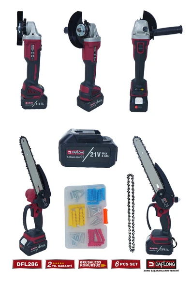 DAFLONG PRO ÇANTALI 6' LI SET YEDEK BIÇAKLI DİJİTAL BAĞ MAKASI+ ÇİFT PALA ÇİFT ZİNCİR BUDAMA DFL-286 - 5