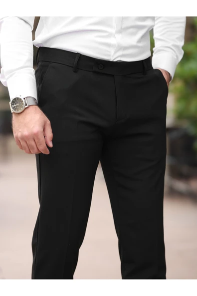 A Kalite Slim Fit Likralı Kumaş Pantolon - 4