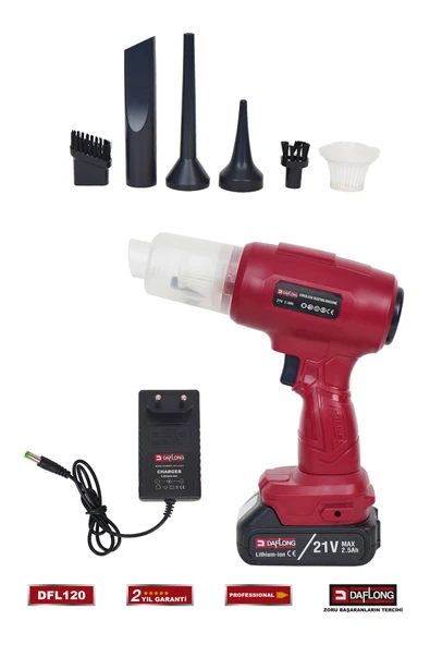 DAFLONG PRO 20.200PA ULTRA EMİŞ 7 BAŞLIKLI KABLOSUZ ŞARJLI ARAÇ İÇİ SÜPÜRGE DFL-120 - 3