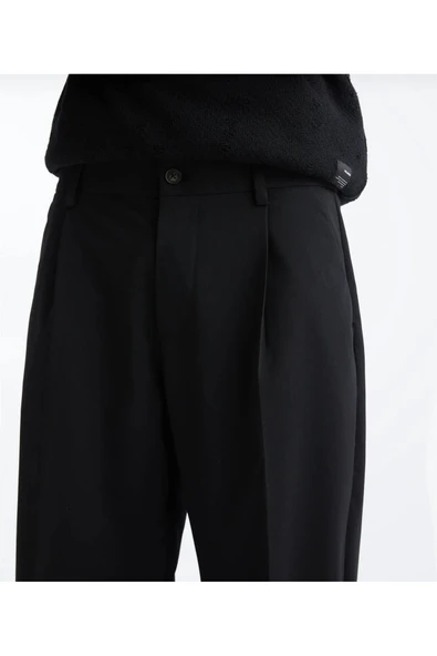 Basic Geniş Kalıp Kumaş Pantolon - 3