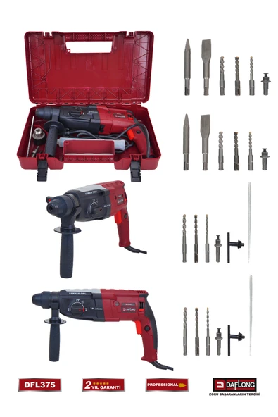 DAFLONG PRO BAKIR SARGILI METAL ŞANZUMAN DARBELİ MATKAP KIRICI DELİCİ 2-28MM HİLTİ DFL-375 - 2