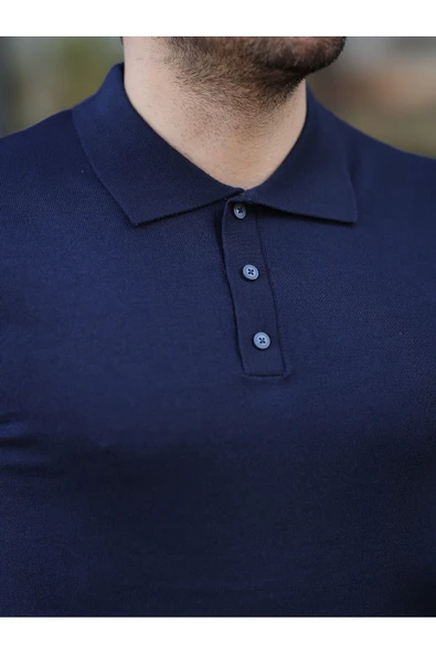 Basic Düğmeli Pamuklu Triko Tshirt - 12