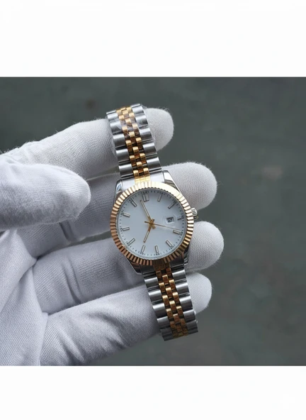 Yüksek Kalite Erkek Saati - Beyaz Kadran, Paslanmaz Çelik Kasa ve Kordon, Özel Seri ürün görseli