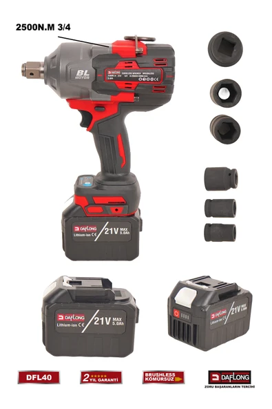 DAFLONG PRO 3/4 2500NM ŞARJLI DARBELİ SOMUN SÖKME MAKİNASI DFL-40 - 3