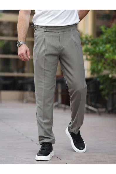 Old Money Pileli Likralı Kumaş Pantolon - 3