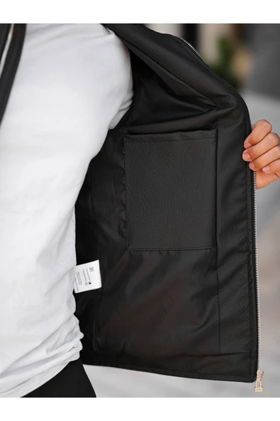 Yeni Sezon Erkek Premium Karbon Deri Slim Fit Mevsimlik Ceket - 9