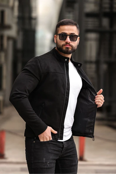 Yeni Sezon Erkek Premium Karbon Deri Slim Fit Mevsimlik Ceket - 10