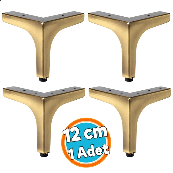 (4 Adet) Mobilya Ayağı Modern Ayak Dayanıklı Koltuk Sehpa Masa TV Ünitesi 12 cm Antik Sarı Metal ürün görseli
