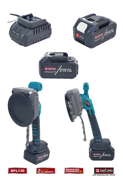 DAFLONG PRO ÇİFT AKÜ VANTUZ FAYANS TUTMA TİTREŞİML AKÜLÜ TOKMAK FAYANS DÖŞEME TUTMA MAKİNESİ DFL-130 - 3