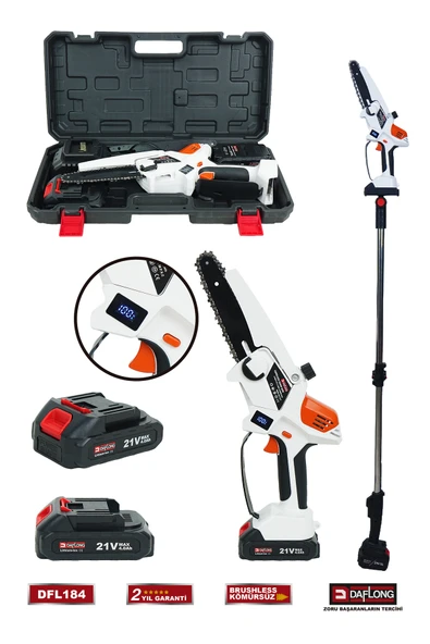 DAFLONG PRO DİJİTAL GÖSTERGELİ OTOMATİK YAĞLAMALI 2 METRE TELESKOP KUL UZATMALI 8 INÇ BUDAMA DFL-184 ürün görseli 1