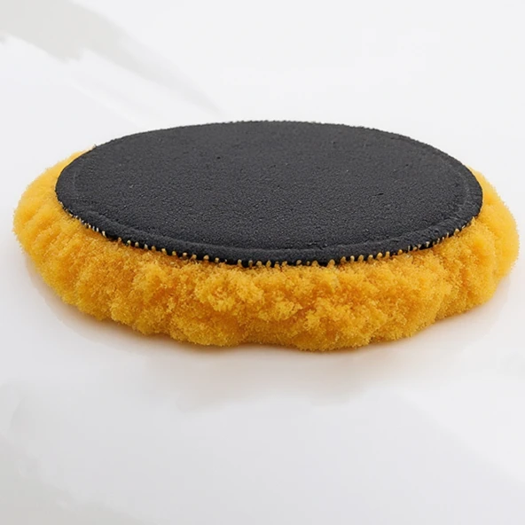 Orta Sert Koyun Kuzu Postu Pedi Ø 125 mm Pasta Cila Polisaj Cırt Tabanlı Yün Sarı Renk ( 3 Adet) - 6