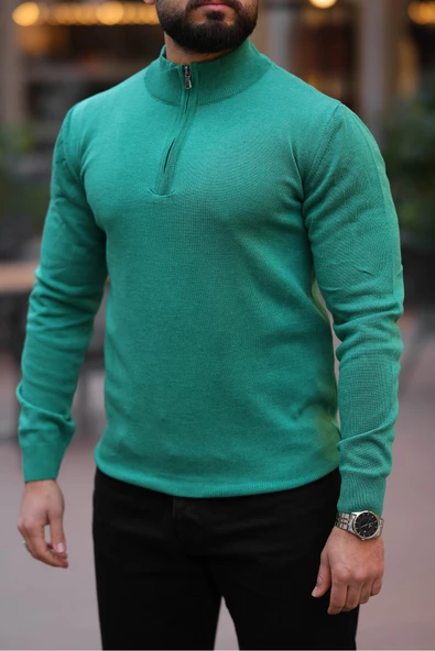 Slim Fit Fermuarlı Kazak - 11