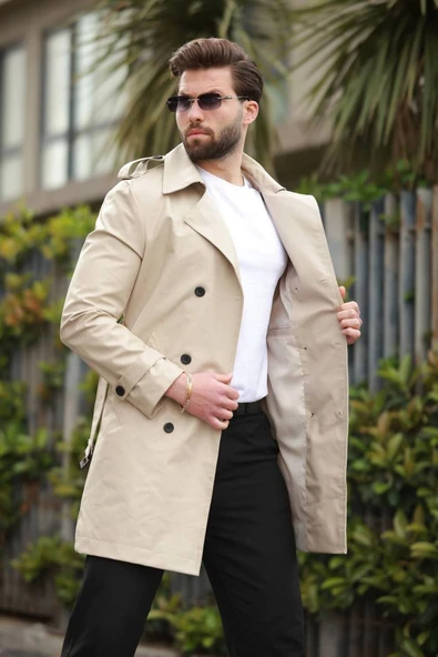 ERKEK PREMİUM APOLETLİ DERİ TRENÇKOT & PARDESÜ - Resim 6