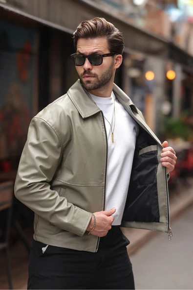 Basic Oversize Deri Ceket - Çift Fermuarlı İkonik Tasarım - 12