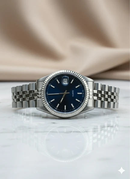 Gece Mavisi Kadranlı Erkek Kol Saati - Quartz Mekanizma - Şık ve Lüks Tasarım - Resim 3