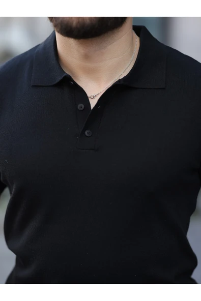 Basic Düğmeli Pamuklu Triko Tshirt - 9