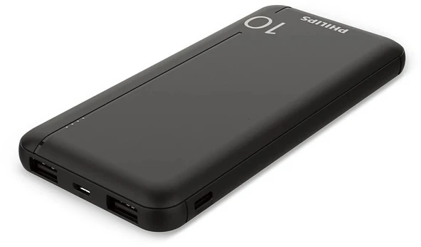 Philips DLP1810CB Powerbank 10.000Mh 2 Usb-A Usb-C Siyah ürün görseli 1