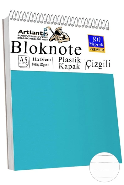 Telli Masaüstü Not Defteri Çizgili A5 Orta Boy 1 Adet Masa Üstü Plastik Kapaklı Spiralli Bloknot Blocknote 80 Yaprak